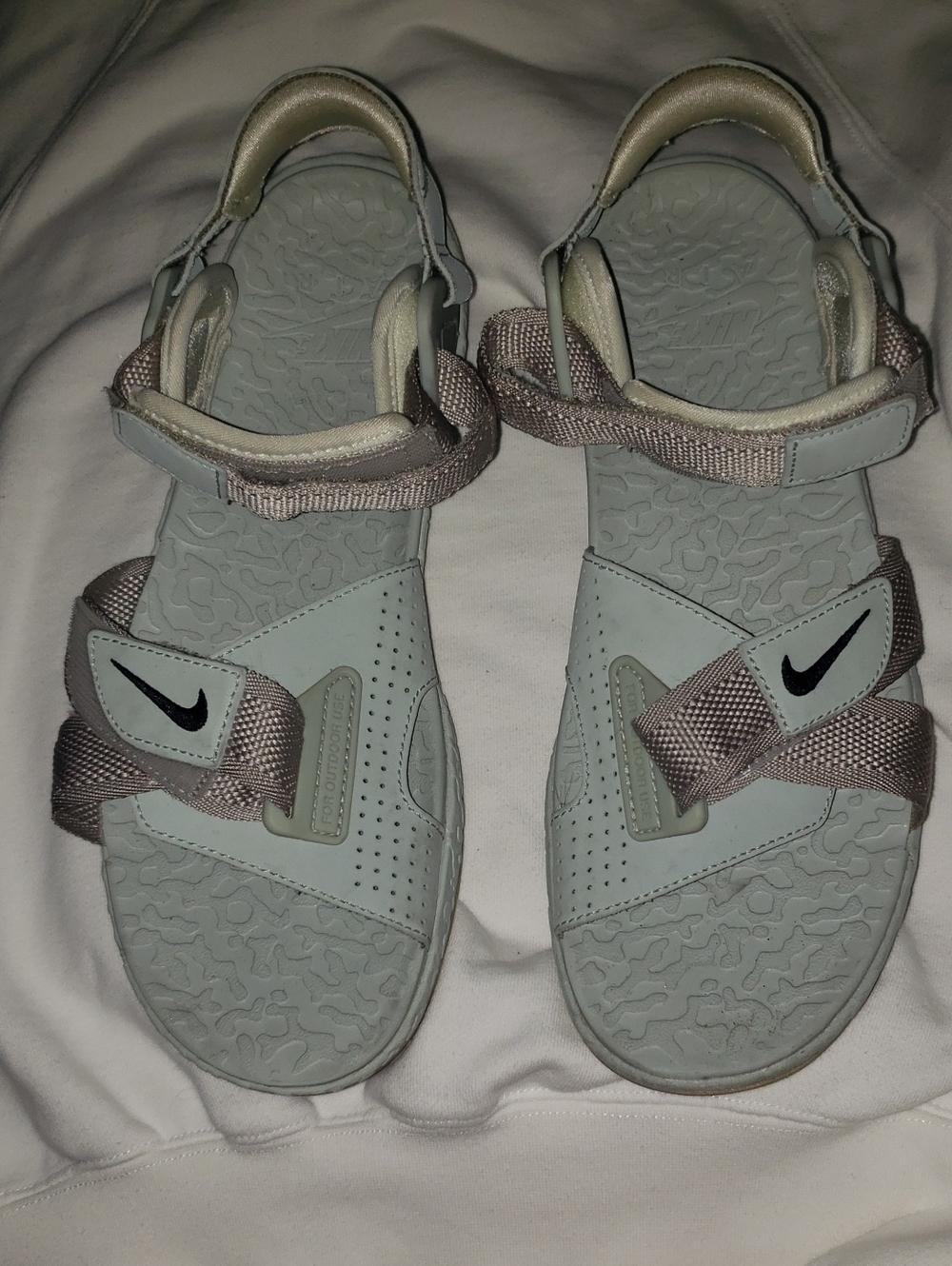 Nike Women’s Light Gray and Taupe Strappy Comfort Sandals